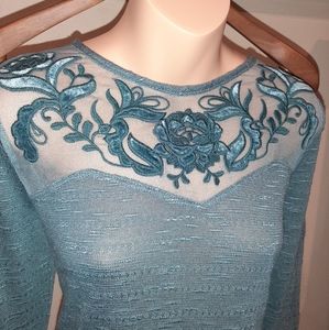 Spacedye stitch pullover with embroidered yoke